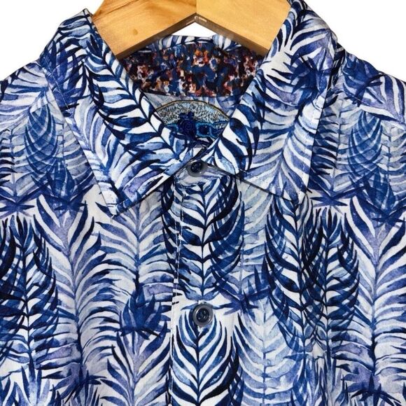 Robert Graham Ewing Button Down Shirt Short Sleeve Blue/white Medium - Picture 10 of 12
